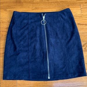 Navy faux suede skirt